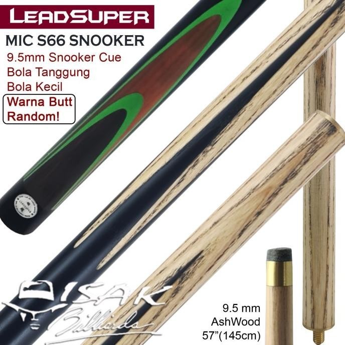 Mic S66 Stik Bola Kecil - 9.5Mm Snooker Cue Billiard Stick Tanggung