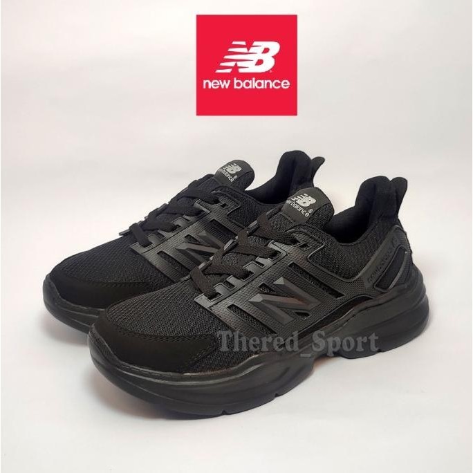 TERBARU SEPATU NB FULL BLACK SOL PAYLON PRIA HITAM POLOS 