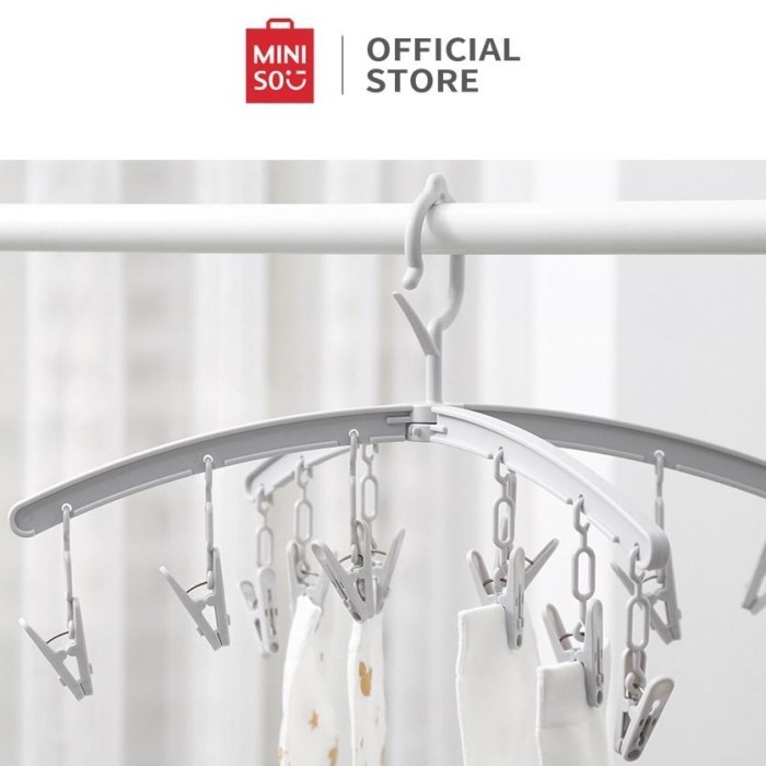 Populer Miniso Hanger Jemuran Kaos Kaki Jemuran Baju Lipat Klip Poe
