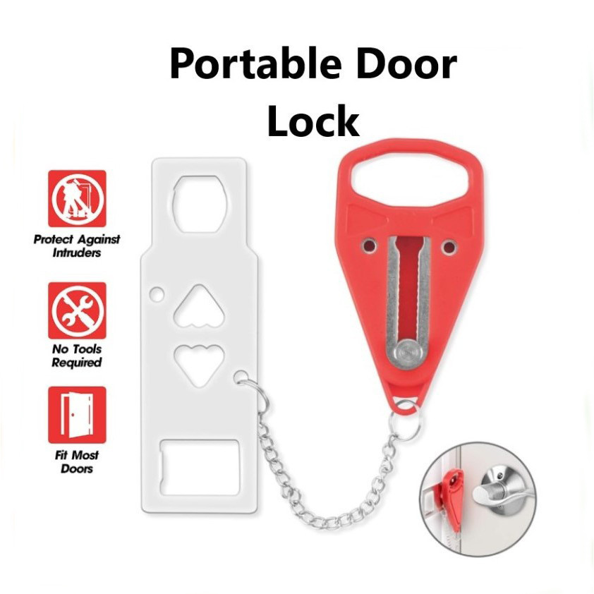 Door Lock Portable / Kunci Ganda Pintu Kamar/Portable Door Lock for Travel Hotel Kos Self Protection