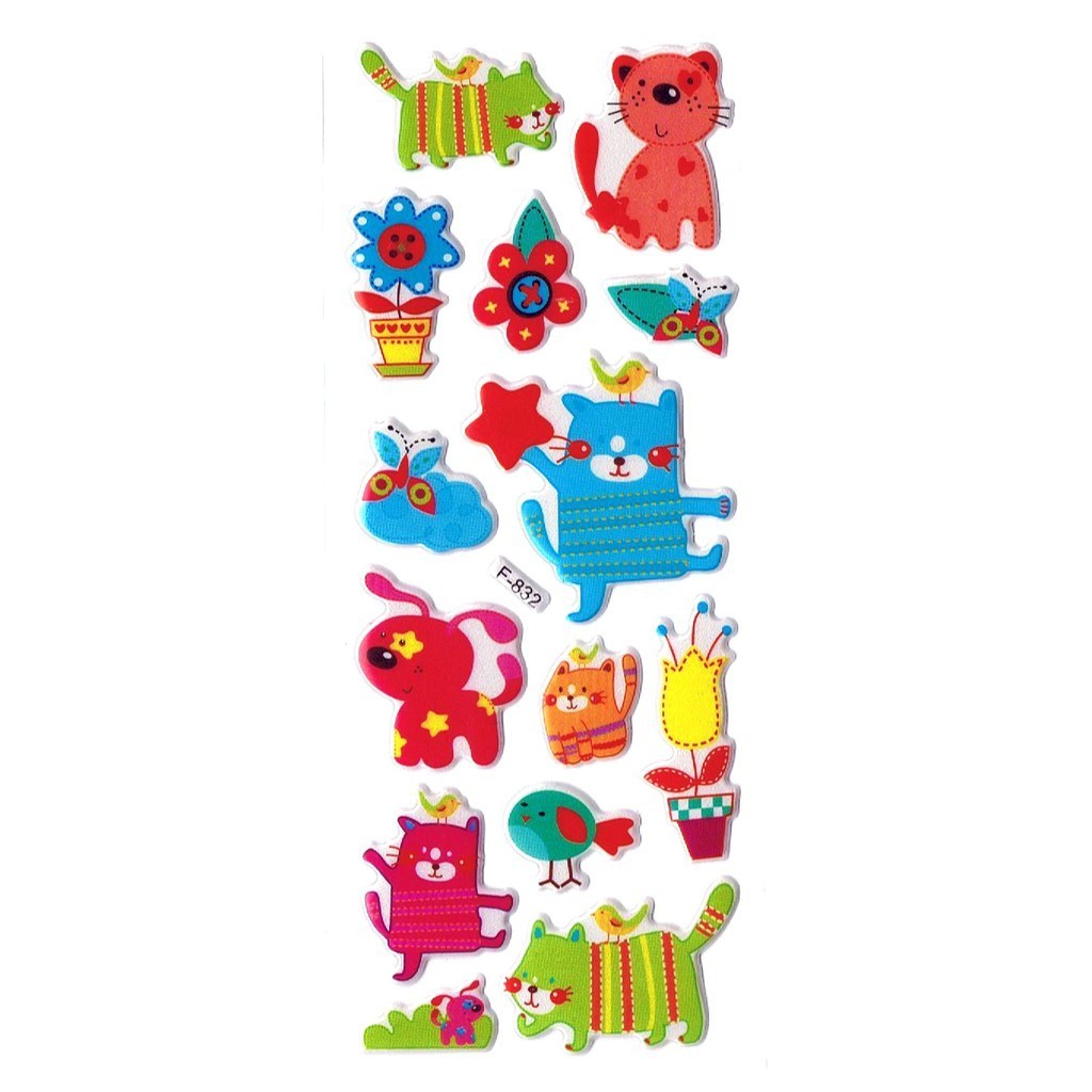 

SK539 Sticker Tempel Tempelan Hiasan Reward Anak Embos Animal Binatang