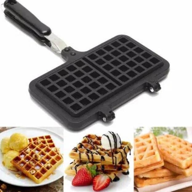 Cetakan double waffle maker Nonstick Belgian waffles Kue Pan Kompor