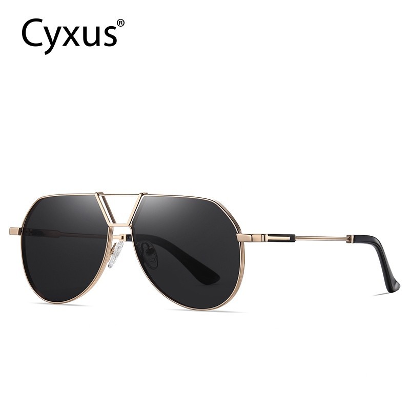 Cyxus Aviator Kacamata Terpolarisasi UV400 Perlindungan Anti Silau Pantai Kacamata Jembatan Lurus Ga