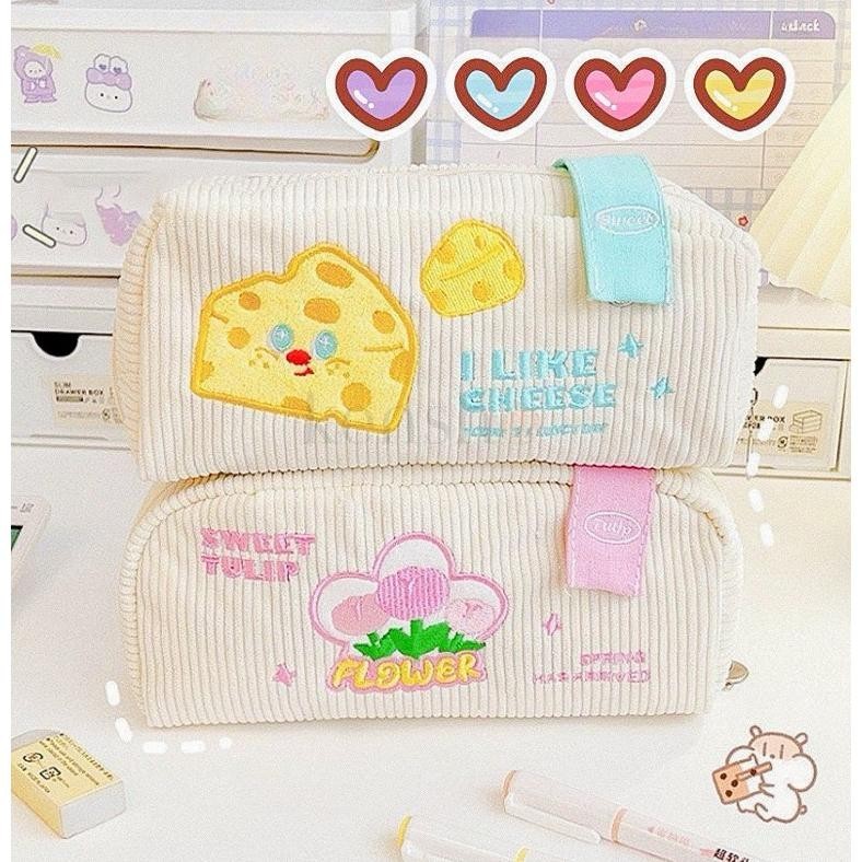 

dgh-43 KENSHO Kotak Pensil Kawaii Corduroy / Pouch Lucu / Tempat Pensil Kain / Premium Termurah