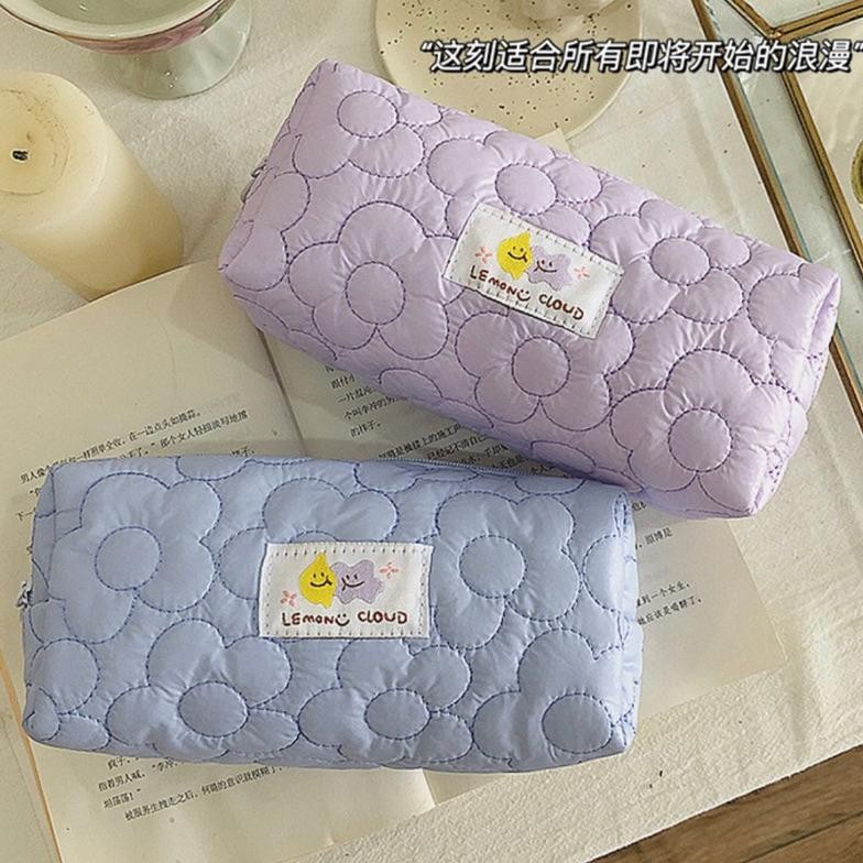 

df-7 KENSHO Kotak Pensil Sleting Motif Bunga Flower Handle Pastel Bahan Parasut Korea / Pouch Makeup Aesthetic / Tas Aksesoris Wanita Lucu Import / Zipper / Flowers Berkualitas