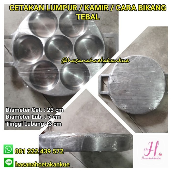 Cetakan kue lumpur cara bikang kamir martabak mini 7 lubang EDDY TEBAL