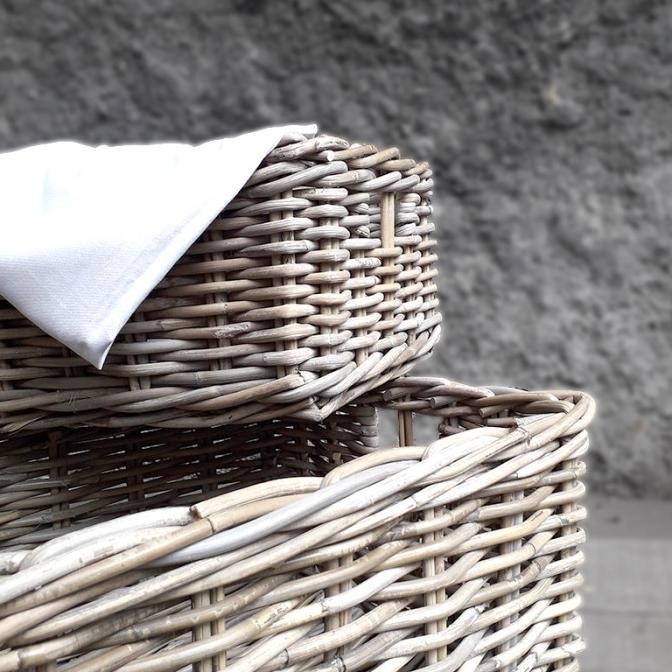 Keranjang Rotan cucian/keranjang penyimpanan Anyaman Rotan set 2