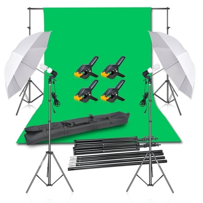 Paket Lengkap Background Mini Studio Lighting Payung