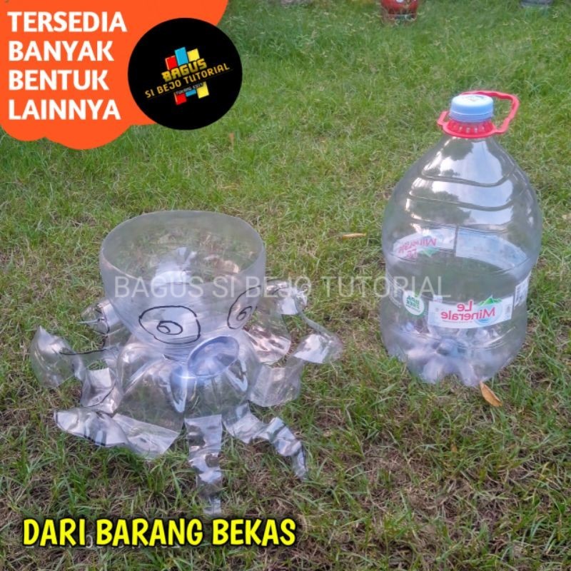 POT DARI GALON BEKAS LE MINERAL BENTUK GURITA SIAP UNTUK DI CAT SEBAGAI PRAKTEK PRAKARYA DARI BARANG