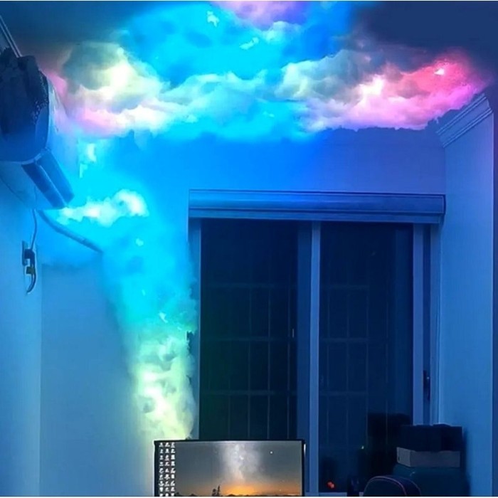 Lampu Awan Dakron Efek Petir Running Tempel Tembok Full Set Led Lampu