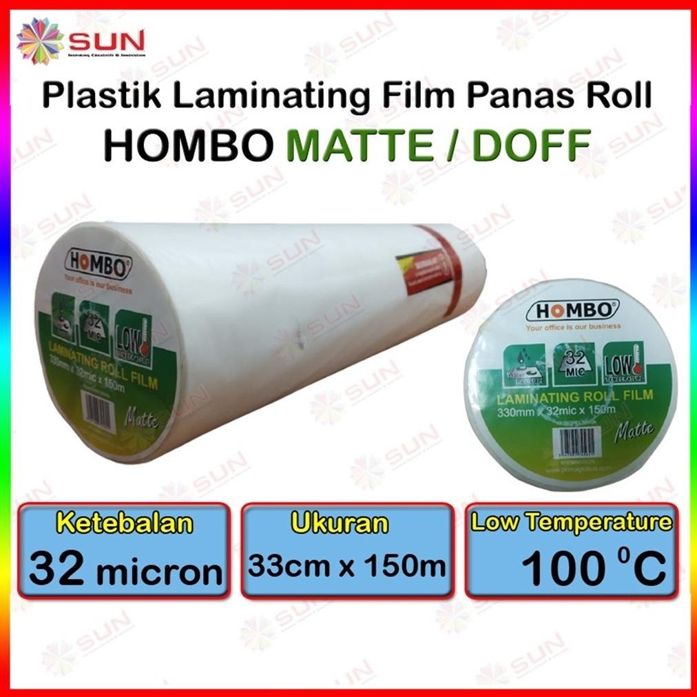 

tre-57 Plastik Laminating Panas Roll Hombo 32 micron / GKTech 28 mic/21mic 33 cm x 150 m Glossy / Doff Low Temperature ( untuk mesin Laminating laminasi panas roll ) Sale