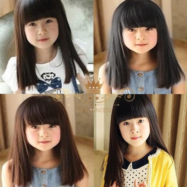 Rambut Palsu / Wig Anak Perempuan Model Lurus Panjang Sedada - Warna Hitam & Coklat Tua - usia 6 bul