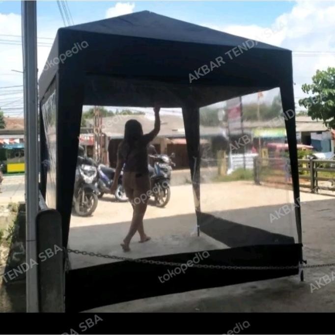 Tenda Cafe Bongkar Pasang Uk. 2X2+ Tirai 3 Sisi Baru