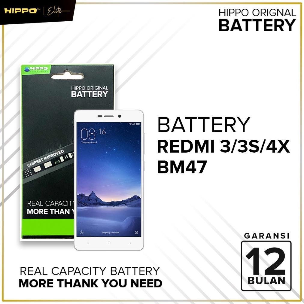 (PROMO) Hippo Baterai ORI 100% BM47 Xiaomi Redmi 4X, 3, 3S , 3S PRIME , 3 PRO 4000mAh ORI Battery Ba