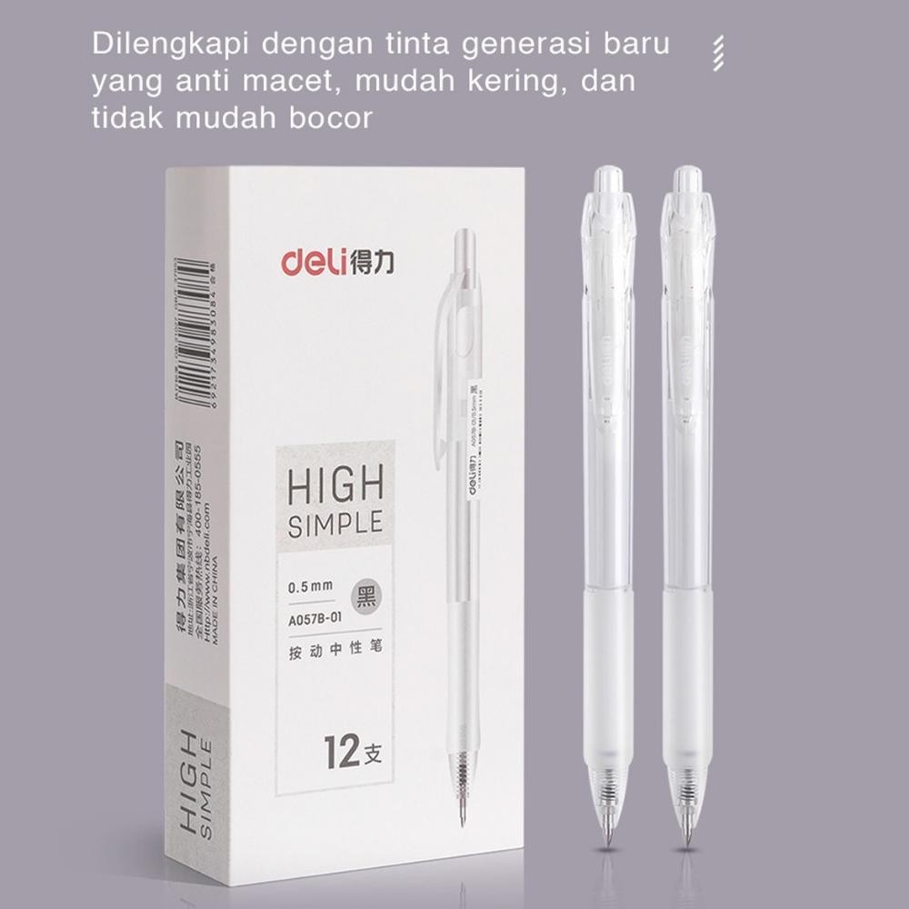 

Terlaris Deli Retractable Gel Pen / Pulpen Cetek 0.5 Mm Isi 12 Pcs A057B-01-12Pcs Gratis Ongkir