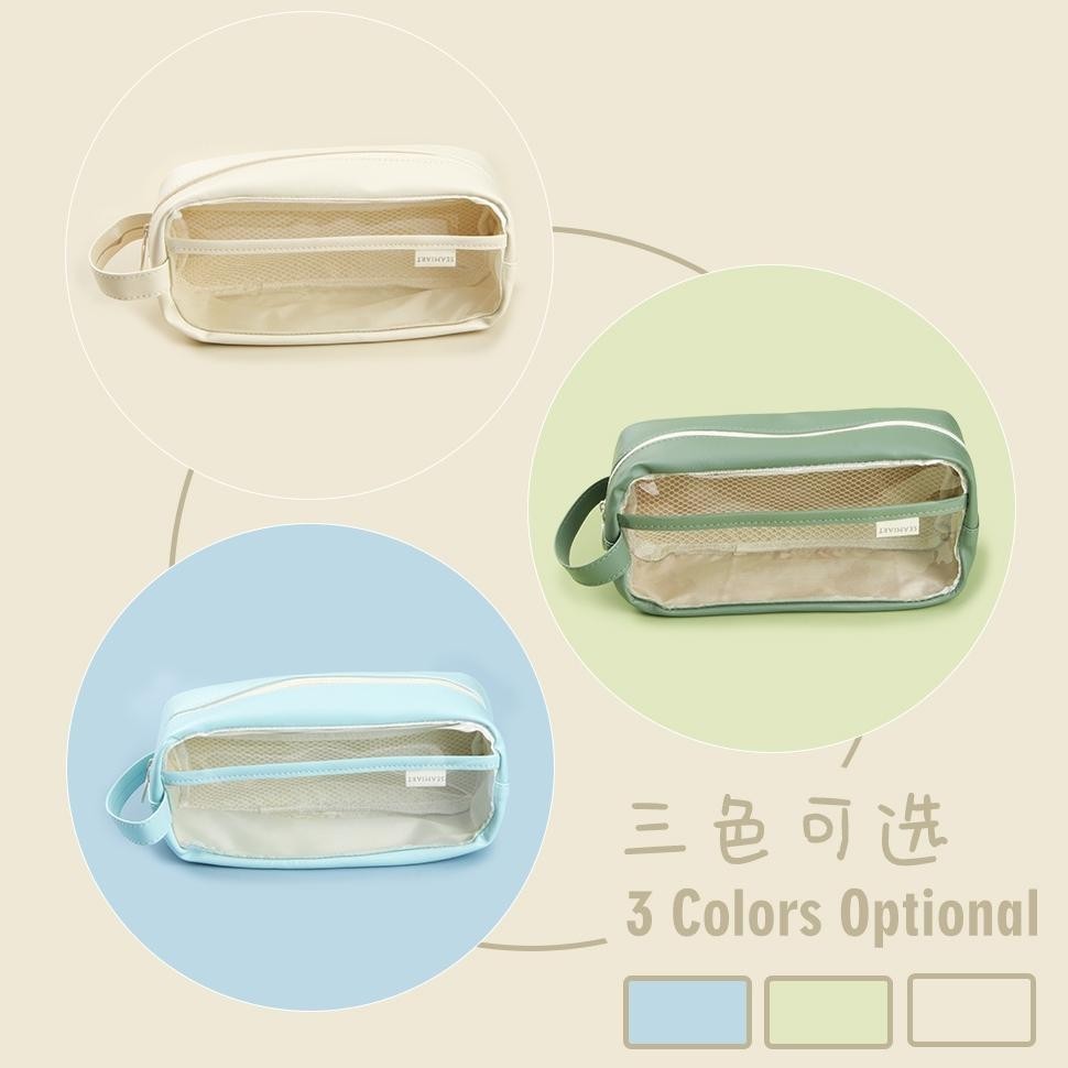 

Beli Lokal Seamiart Pu Transparent Big Capacity Zipper Pen Case Tas Pensil Kantong Pen Cosmetic Bag Cream Color Multifunctional Bag Promo