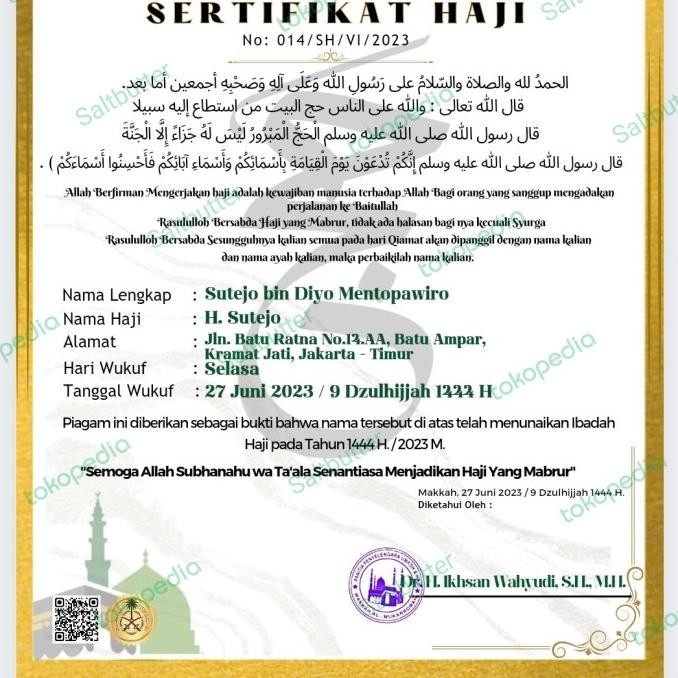 

Bombastic!! Piagam Sertifikat Haji Akbar 2022 - 2023 M ( Piagam Terbaru 2023 )