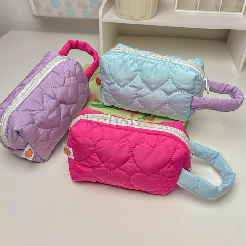 

jg-56 KENSHO Kotak Pensil Sleting Motif Love Hati Handle Pastel / Pouch Makeup Aesthetic / Tas Aksesoris Wanita Lucu Import / Zipper / Hearts Murah
