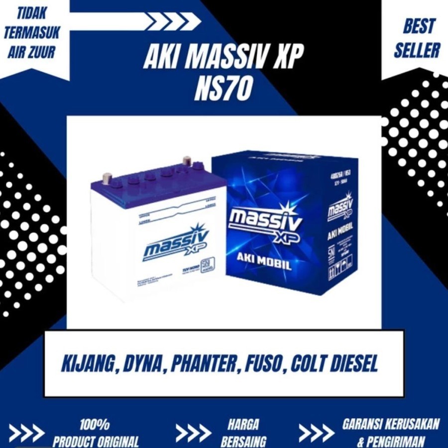 AKI ACCU MASSIV XP NS70 (BASAH) KIJANG PANTHER FUSO COLT DIESEL DYNA