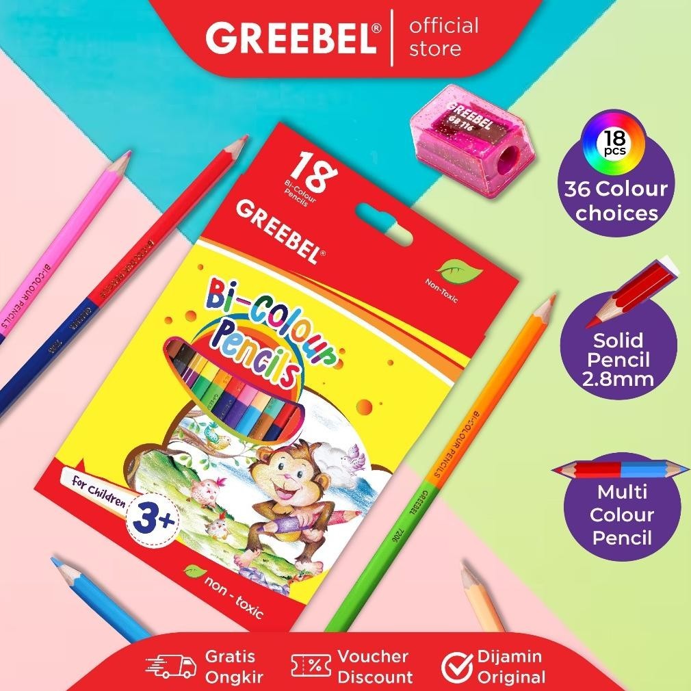

Best Promo Greebel Pensil Warna 7218 Bi Colour (36 Warna) /Coloring/Color/Colour Pencils Cerah Tidak Beracun Utk Mewarnai Anak Promo