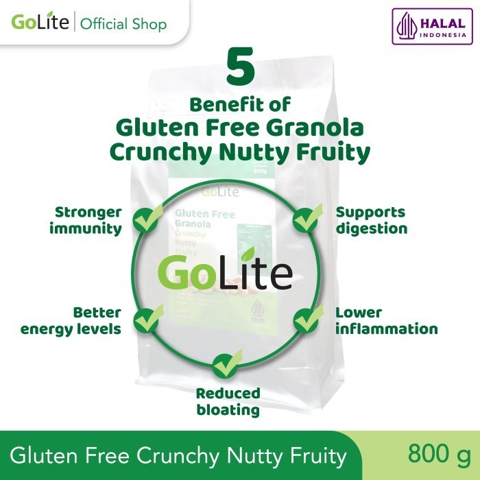

Gluten Free Granola Crunchy Nutty Fruity GoLite 800gr (Bebas Gluten) K02