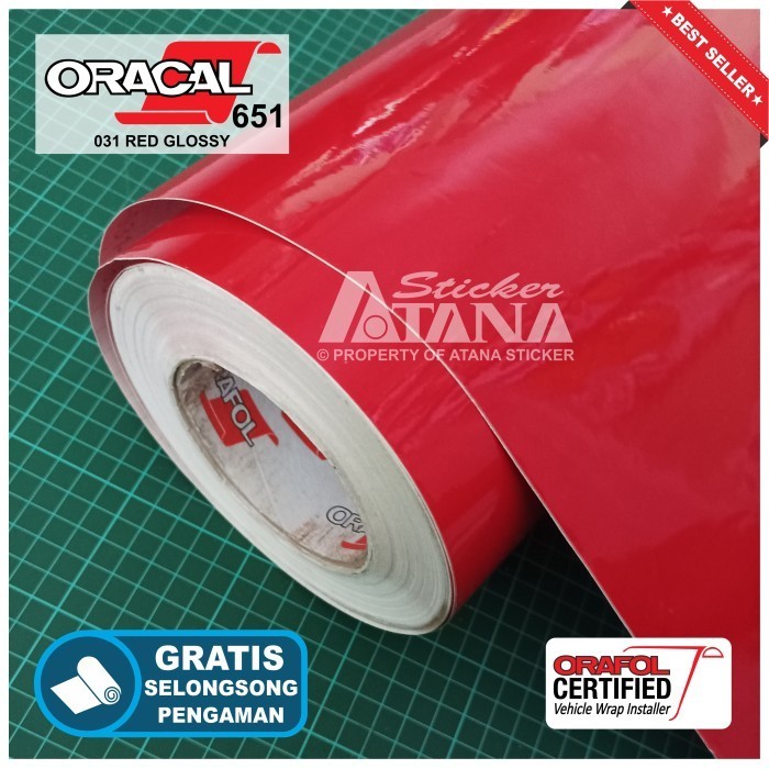 Skotlet Merah Glossy Oracal 651 Stiker Red Gloss Metalik Decal Mobil