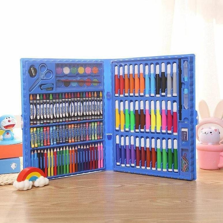 

ss-64 150 pcs Crayon Alat Lukis Anak Pensil Warna Cat Air Perlengkapan Menggambar Melukis Mewarnai Set Art Full Set pc Krayon 150pcs 150pc Pastel Pena Cat Air Kuas Terlaris