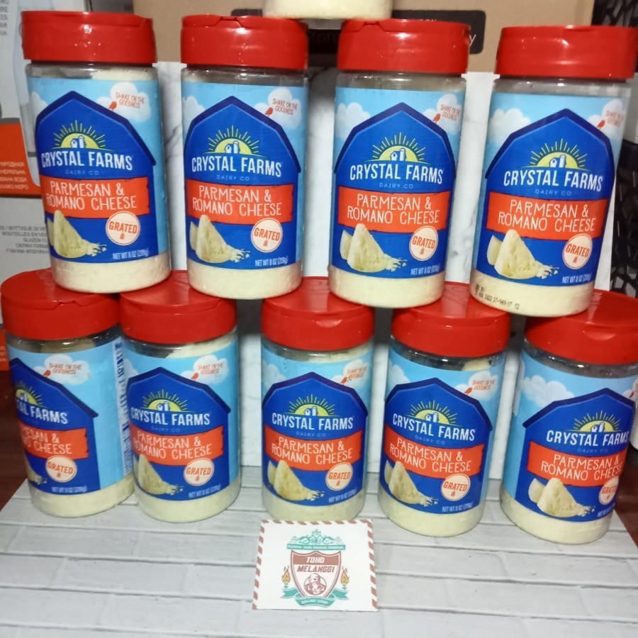 

Crystal Farms Parmesan & Romano Cheese 226 gr | Keju Bubuk Farm