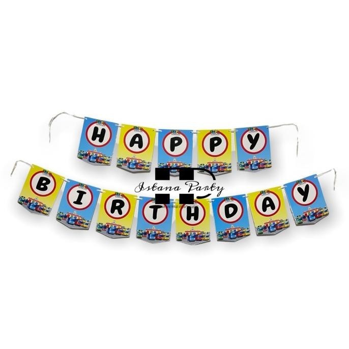 :::::::] Banner happy birthday / bunting flag ulang tahun bus tayo