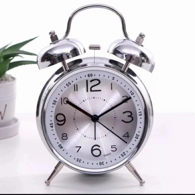 

Beker STAINLESS SILVER Jam Alarm Clock Besar /Weker CHROME Dering Asli GM