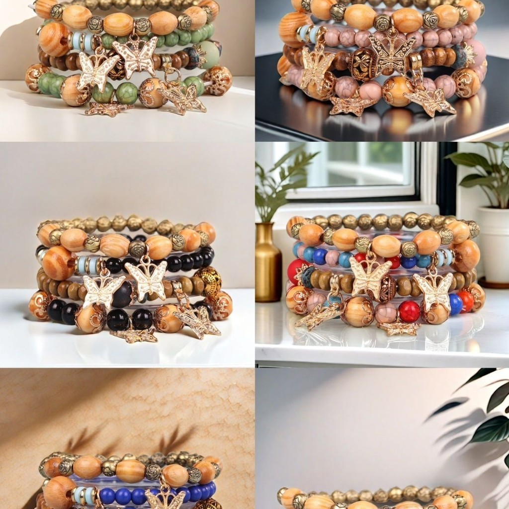 Retro Bohemia Butterfly Multi-Layer Bracelet Bracelet Ethnic Simple Exquisite Artistic Adjustable Pe