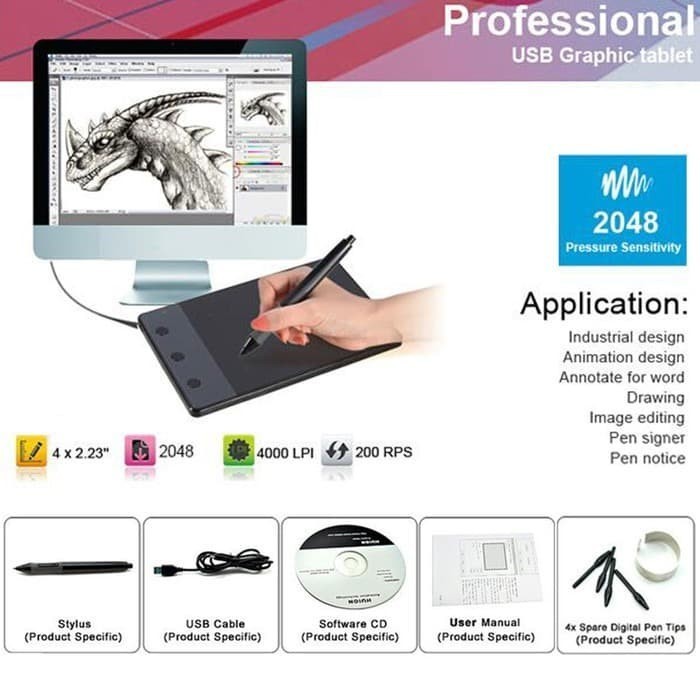 Usb Drawing Board Tablet Pen Pc Laptop Graphic Design Paint Animation
