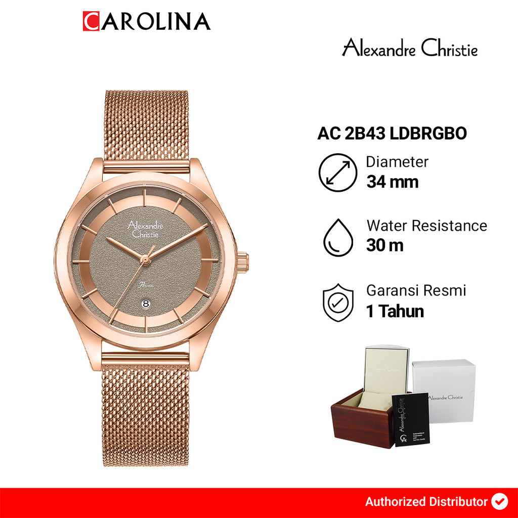 Jam Tangan Wanita Alexandre Christie Passion AC 2B43 LDBRGBO Dual Tone Dial Rose Gold Mesh Strap