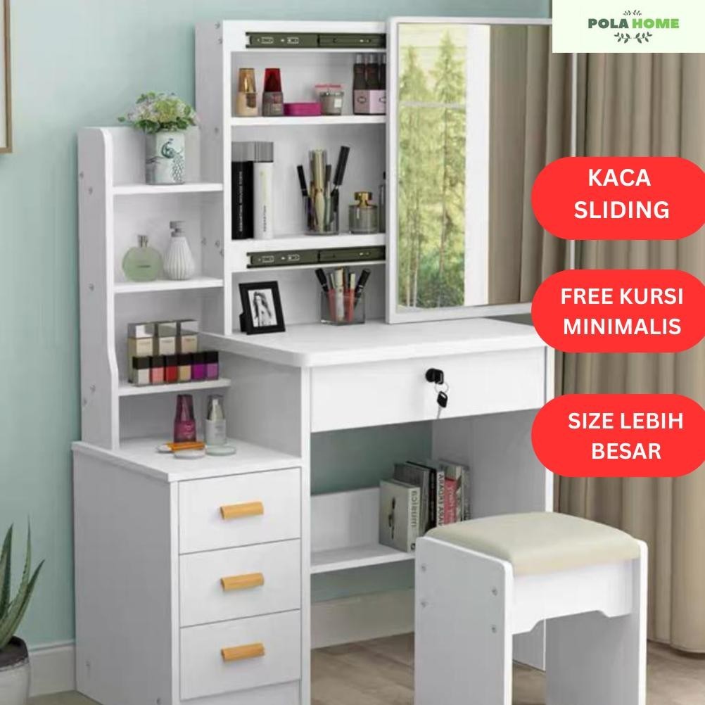 Meja Rias Kaca Sliding Meja rias Putih Minimalis