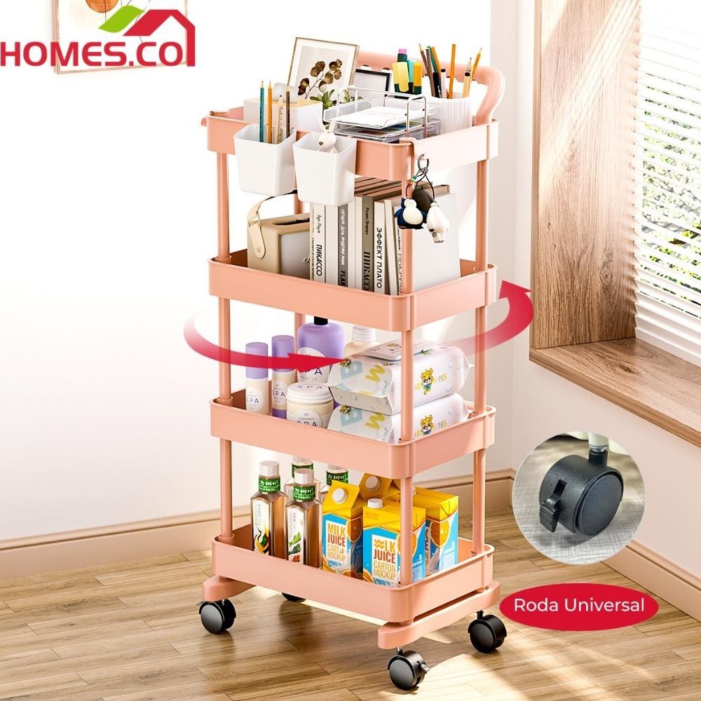 [In Stock] Rak Susun Serbaguna Rak Trolley Dorong Bayi Rak Dapur Plastik Dengan Roda