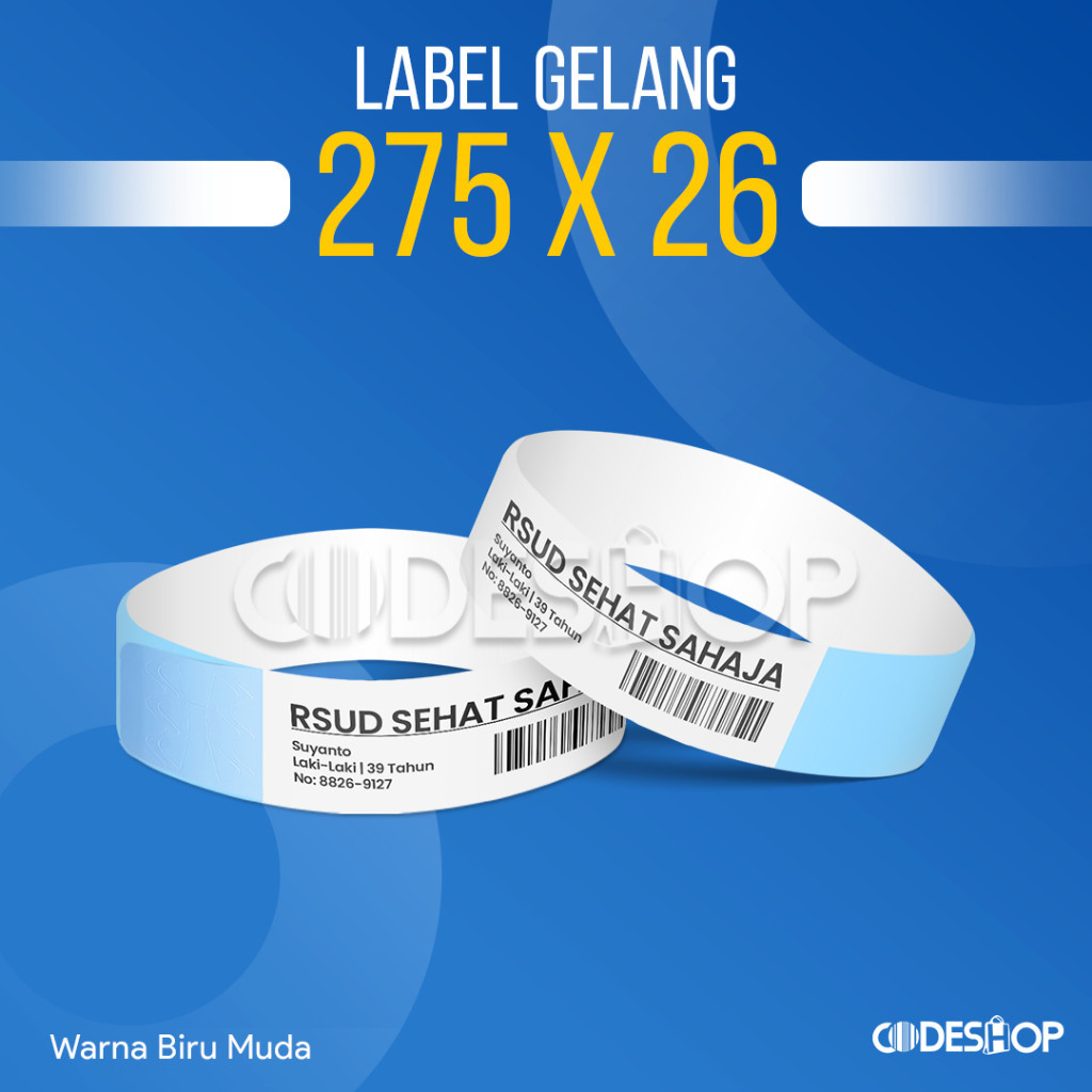 

Gelang Termal 275x26mm / 275 x 26 / 275x26 mm Warna Biru Muda