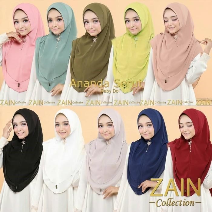 Jilbab Hijab Khimar Syari Putih Ananda Serut Pinggir Ceruti 2 Layer