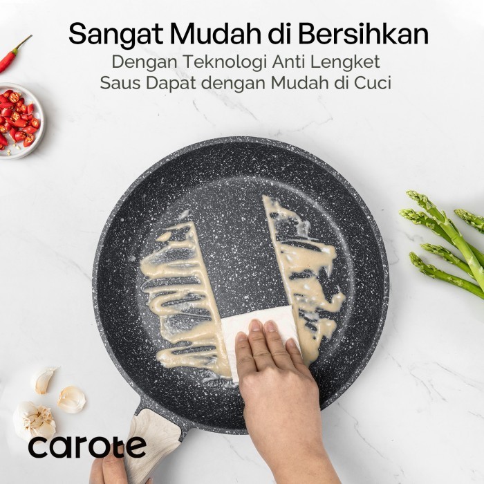 Carote Ew Wajan Penggorengan Anti Lengket (Frypan) Batu Granit