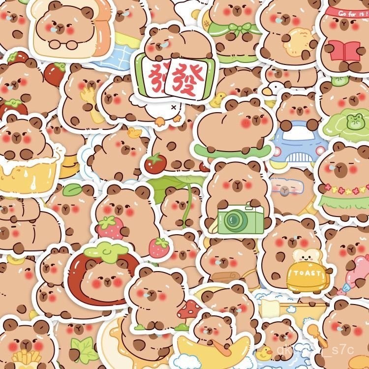 

100Zhang Cute Cartoon Capabala Small Capybara Facial Expression Bag Xiaohongshu Hot Notebook Journal Stickers QDKR
