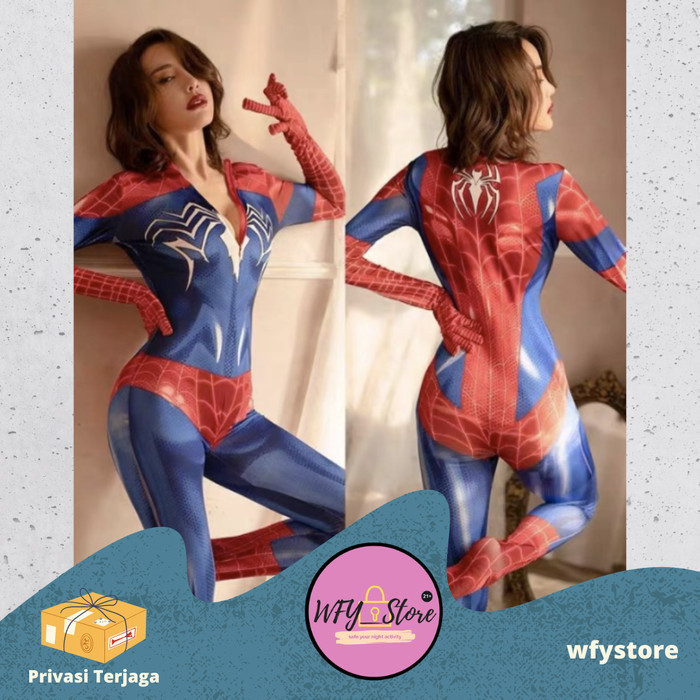 Sexy Cosplay Kostum Spiderman Slim Fit Full Body Stretch Lingerie