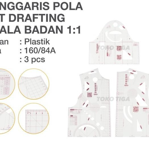 

Ggaris Pola Set Drafting Skala Badan 1:1 / Prototype Ruler 160/84A