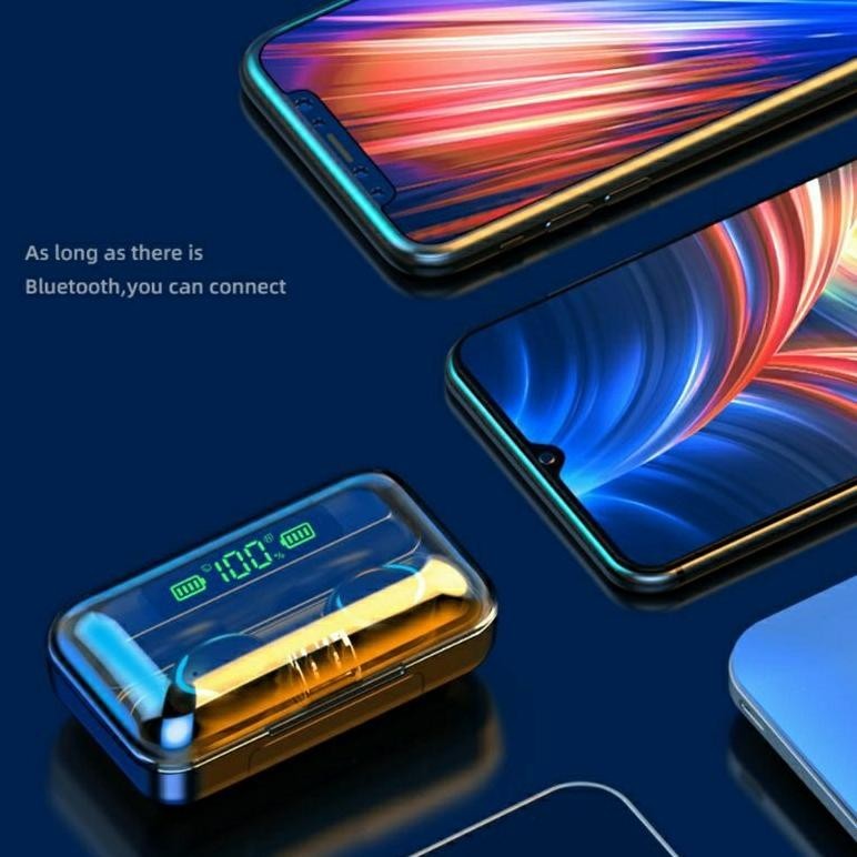 Im31 F9-5 LED HEADSET BLUETOOTH WIRELESS TWS + POWER BANK 3500 MAH Original