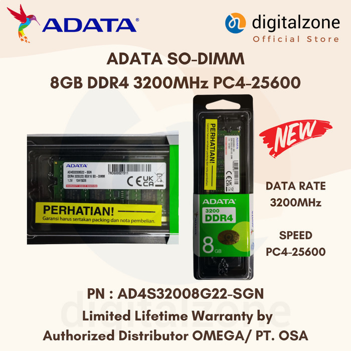 SODIMM ADATA 8GB 3200MHz SODIMM 8GB DDR4 3200 RAM LAPTOP 8GB DDR4 3200