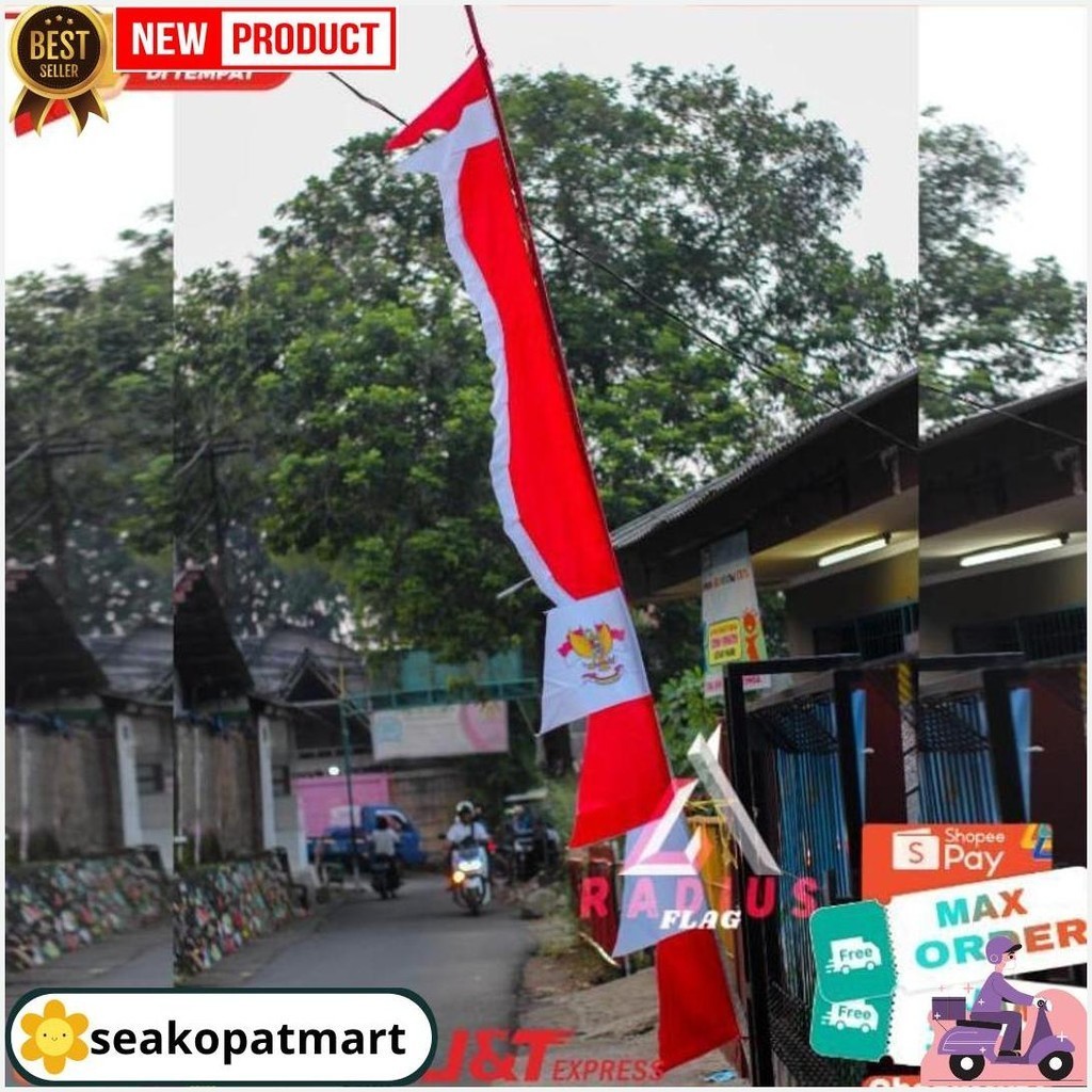 BENDERA UMBUL UMBUL KUDA LAUT MERAH PUTIH 2,7M TERMURAH BANGET