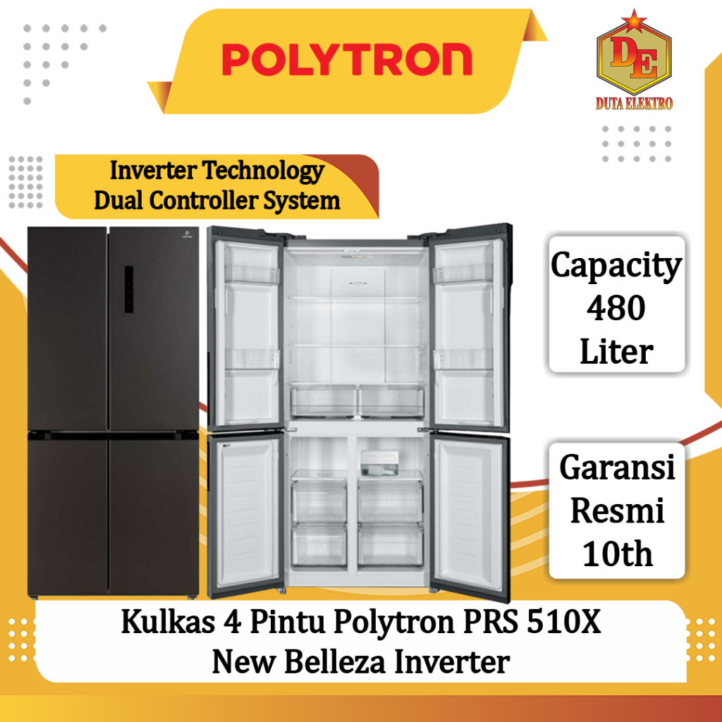 Kulkas 4 Pintu Polytron PRS 510 X New Belleza Inverter