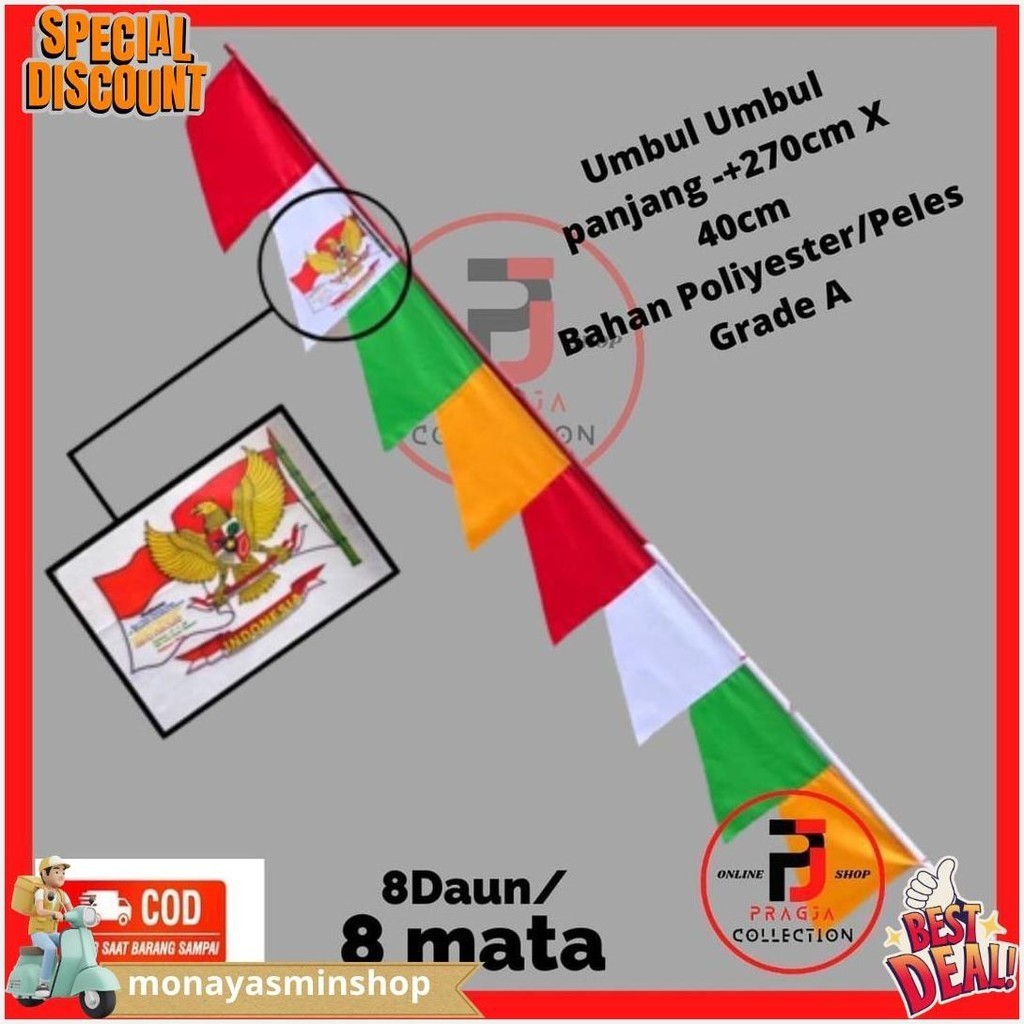 UMBUL UMBUL WARNA WARNI BENDERA PALESTINA BENDERA MERAH PUTIH ORIGINAL PRODUK