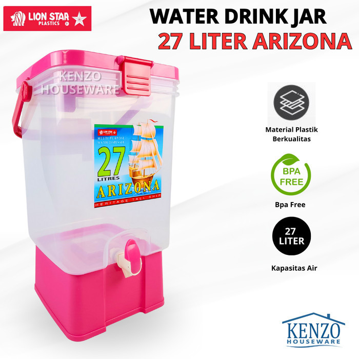 Drink Jar 27 Liter Lion Star Arizona Water Dispenser + Kran Tempat Es