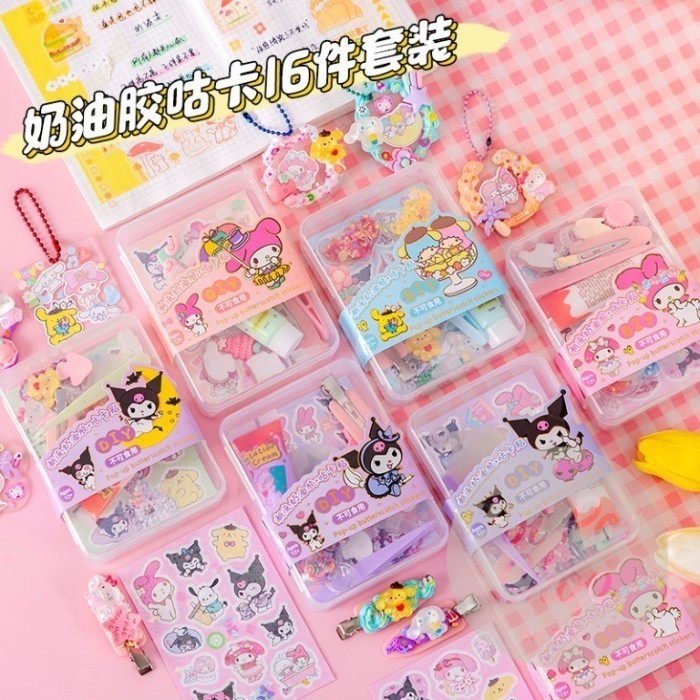 

!!!!!!] Stiker Sanrio set DIY Kotak Kerajinan Lucu Melody Kuromi Cinamonroll