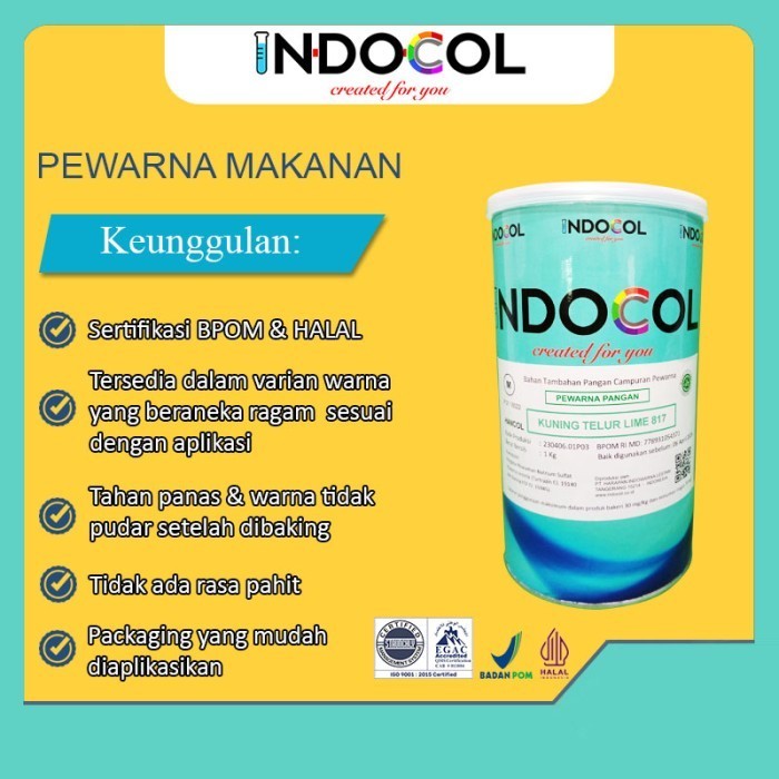 

Terlaris Pewarna Makanan INDOCOL KUNING TELUR LIME 817 (LIME EGG YELLOW) SALE