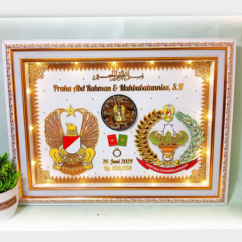 mahar bingkai pernikahan logo tni polisi abdi negara TNI AD AU AL